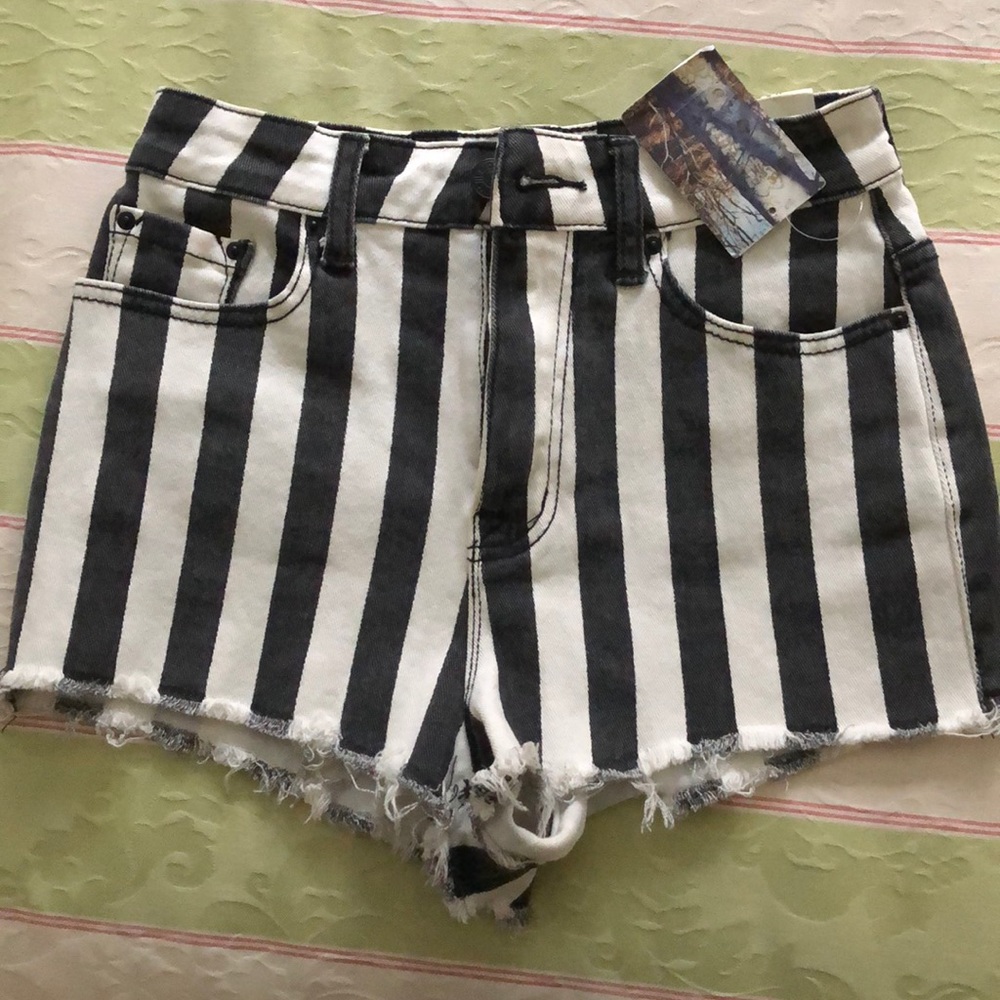 Urban outfitters black and white stripe Jean short